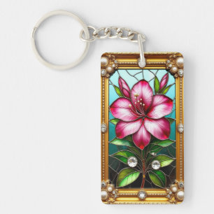 Lebhafte Blume Ornately Gerahmt Schlüsselanhänger