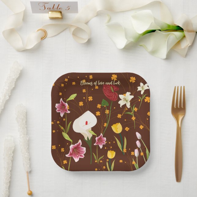 Lebhafte Blume Pappteller (Hochzeit)