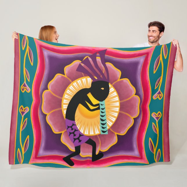 Lebhafte Blume Southwestern Kokopelli Fleecedecke (Beispiel)
