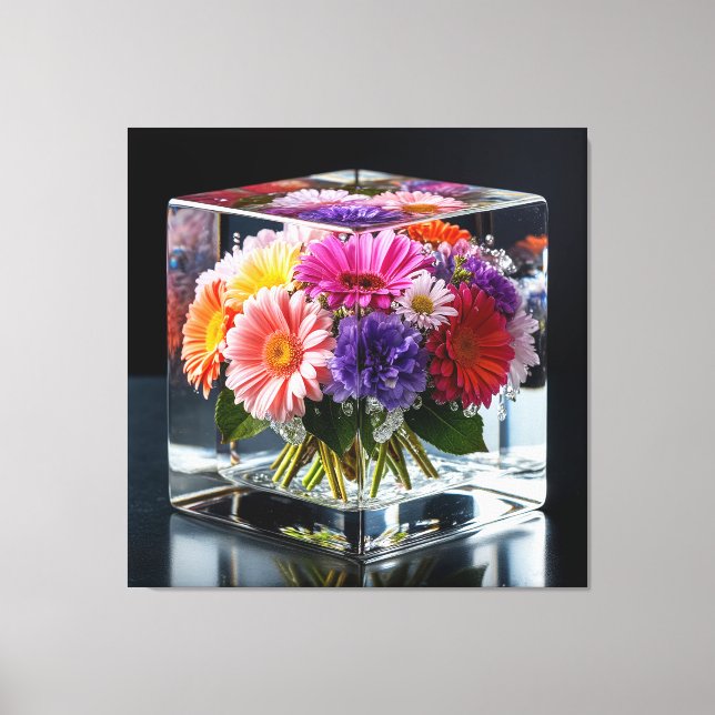 Lebhafte Blumenarrangements Leinwanddruck (Vorderseite)