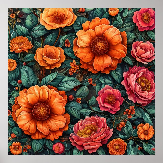 Lebhafte Blumenarrangements Poster (Vorne)