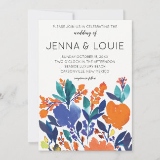 Lebhafte Blumenblüte Einladung zur Hochzeit