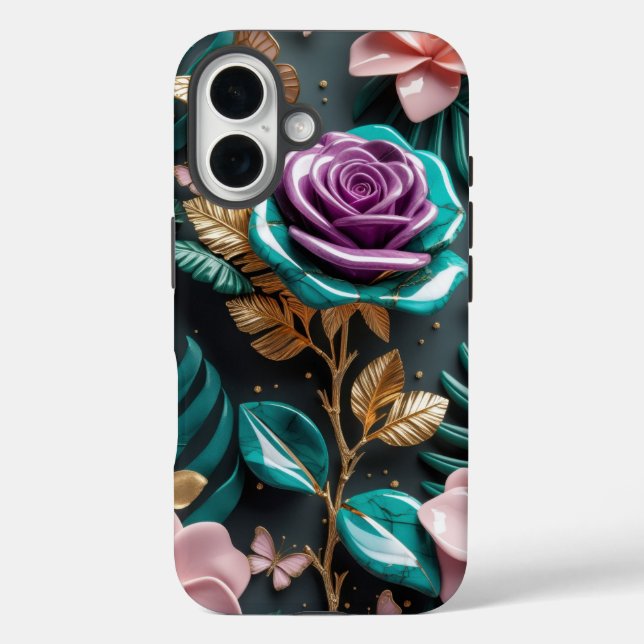 Lebhafte Blumenfantasie mit Lila Rose Case-Mate iPhone Hülle (Rückseite)