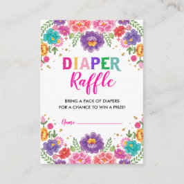 Lebhafte Blumenfiesta Diaper Raffle Babydusche Begleitkarte