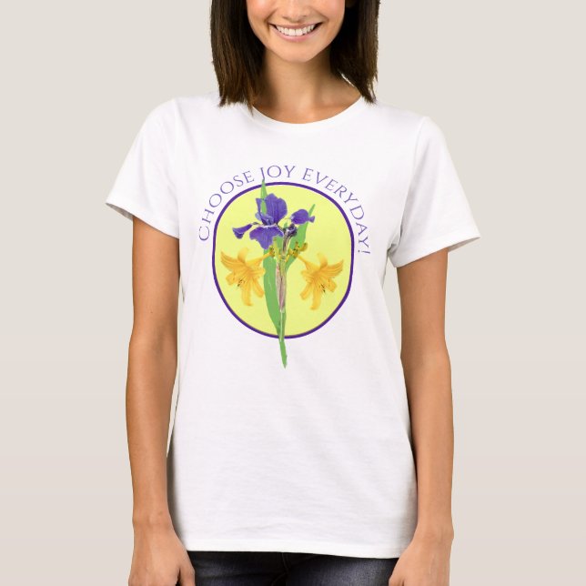 Lebhafte Blumenharmonie Kunst T - Shirt drucken (Vorderseite)