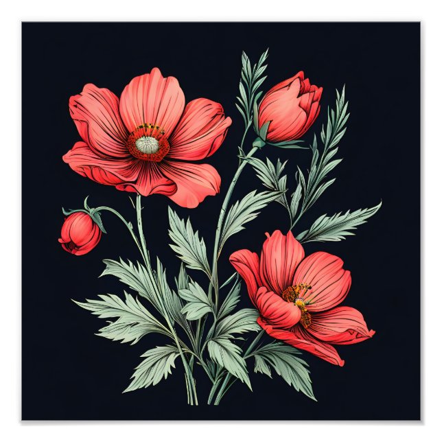 Lebhafte Blumenkunst Print Fotodruck (Vorne)
