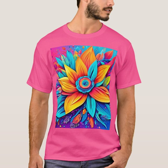 Lebhafte Blumenkunst T-Shirt (Vorderseite)