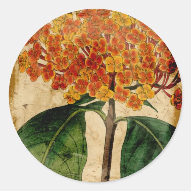 Lebhafte Blüte I Runder Aufkleber (Vorderseite)