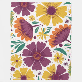 Lebhafte Blüte mit Lila und gelben Blüten Fleecedecke