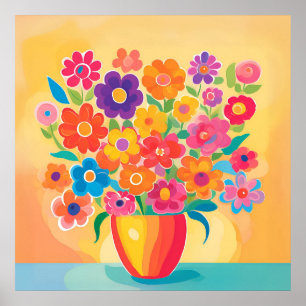 Lebhafte Blüten in Einfachheit Poster