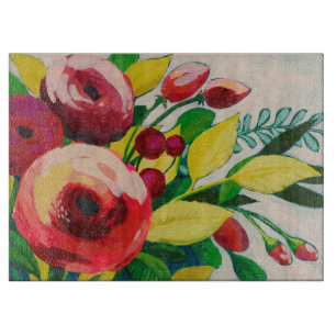 Lebhafte Blüten Schneidebrett