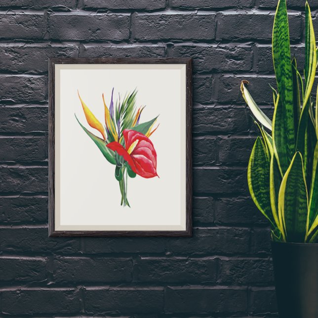 Lebhafte Blüten von roten Anthurium-Vögeln des Par Poster (Von Creator hochgeladen)