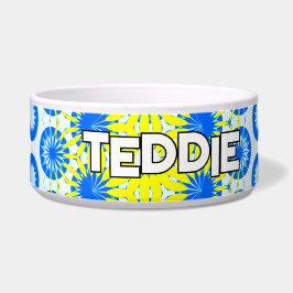 Lebhafte Blütenblauer Gelber Begleiter Napf