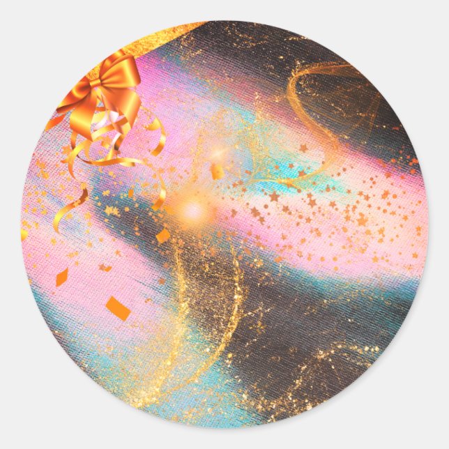 Lebhafte Bow-Sticker Runder Aufkleber (Vorderseite)