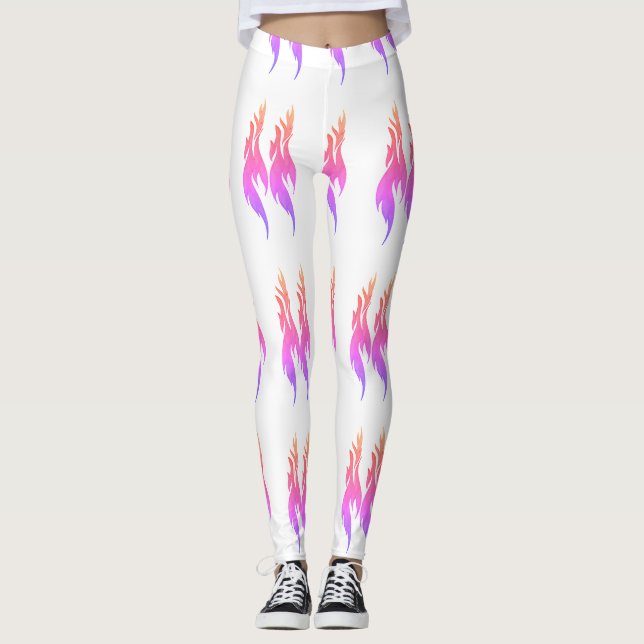 Lebhafte Brandflamme Rosa farbige Girls Leggings (Vorderseite)