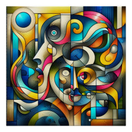 Lebhafte Braque-Inspiriert Negative Space Metal Ar Poster