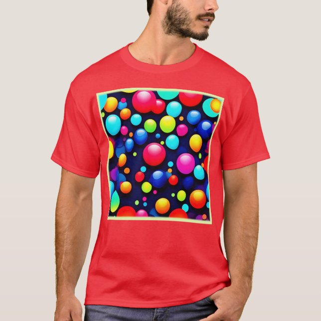 Lebhafte Bubble Pop Art T-Shirt (Vorderseite)