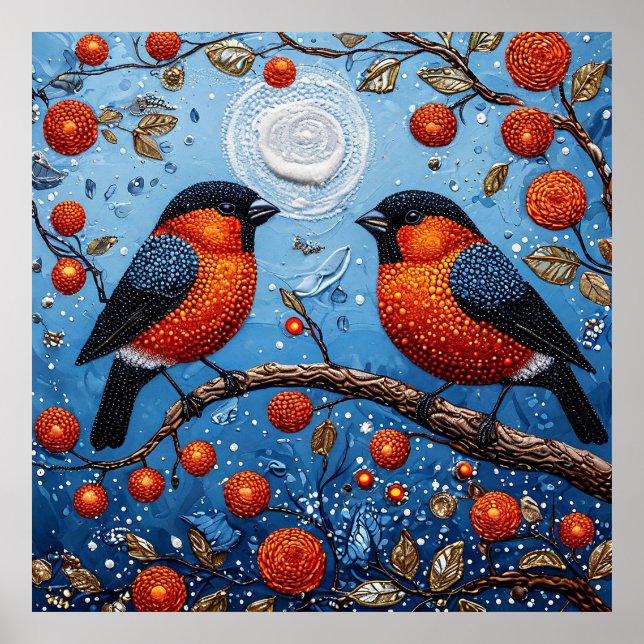 Lebhafte Bullfinches-Gebote Poster (Vorne)
