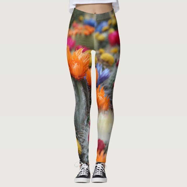 Lebhafte Cactus Pflanze Leggings (Vorderseite)