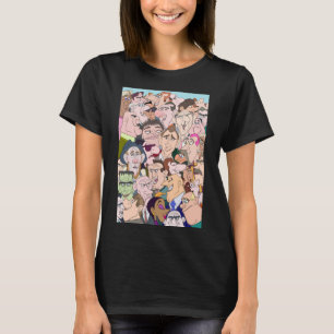 Lebhafte Cartoon Stil Lady & Men Charaktere T-Shirt