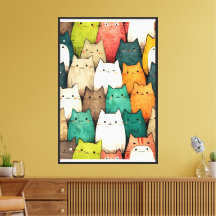 Lebhafte Cat Art | Niedlicher Cartoon