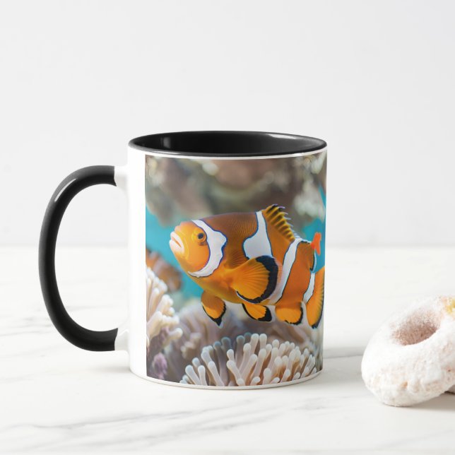 Lebhafte Clownfish Keramik Tasse - Perfekt für den (Mit Donut)