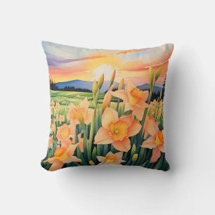 Lebhafte Daffodil Meadow Kissen