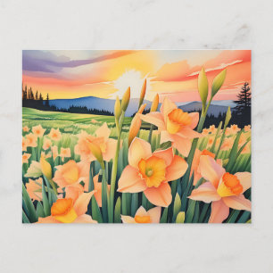 Lebhafte Daffodil Meadow Postkarte
