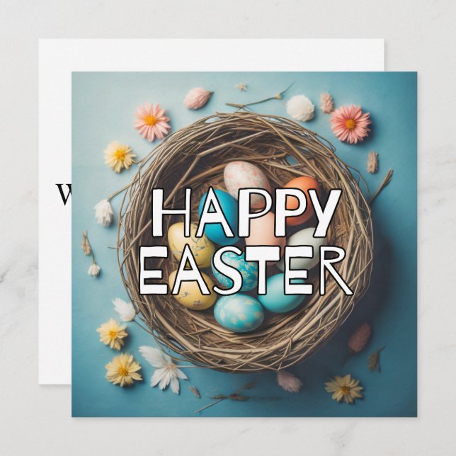 Lebhafte dekorative Ostereierkollage Karte (Vorne/Hinten)