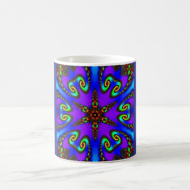 Lebhafte digitale Kaleidoskope-Kunst Kaffeetasse (Mittel)