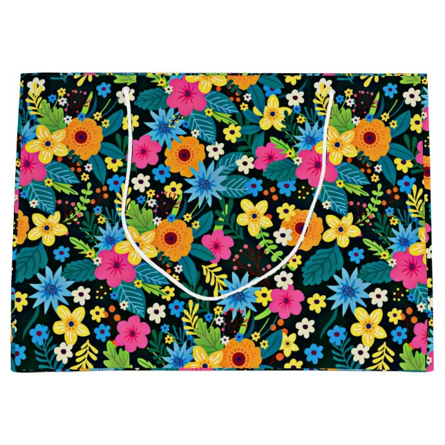 Lebhafte Ditsy-Blume Blumenmuster-43785 Große Geschenktüte (Vorderseite)