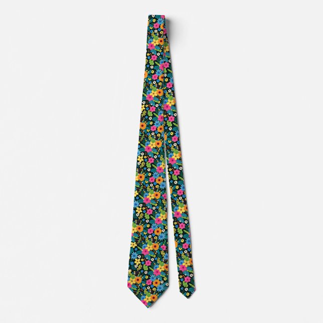 Lebhafte Ditsy-Blume Blumenmuster-43785 Krawatte (Vorderseite)