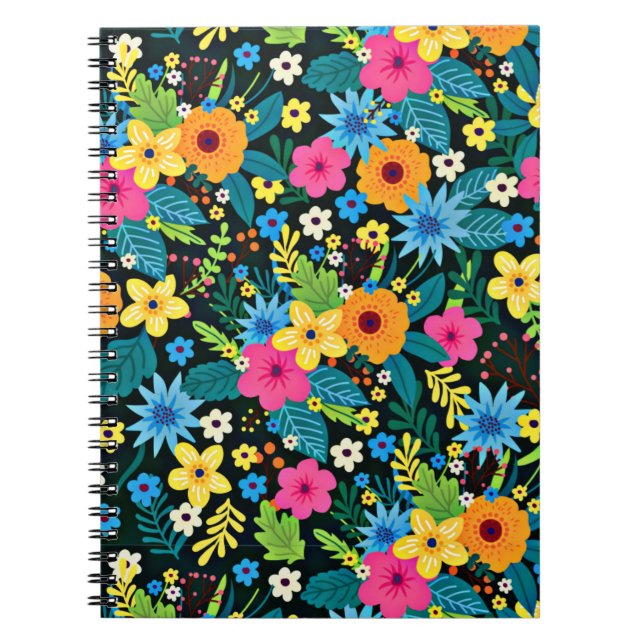 Lebhafte Ditsy-Blume Blumenmuster-43785 Notizblock (Vorderseite)