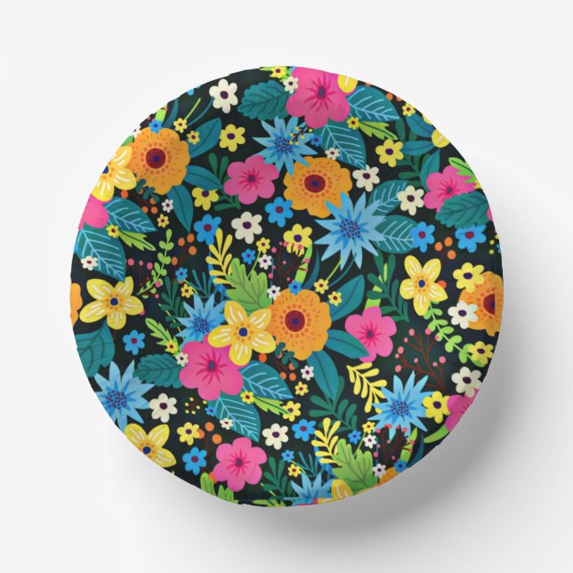 Lebhafte Ditsy-Blume Blumenmuster-43785 Pappteller (Vorderseite)