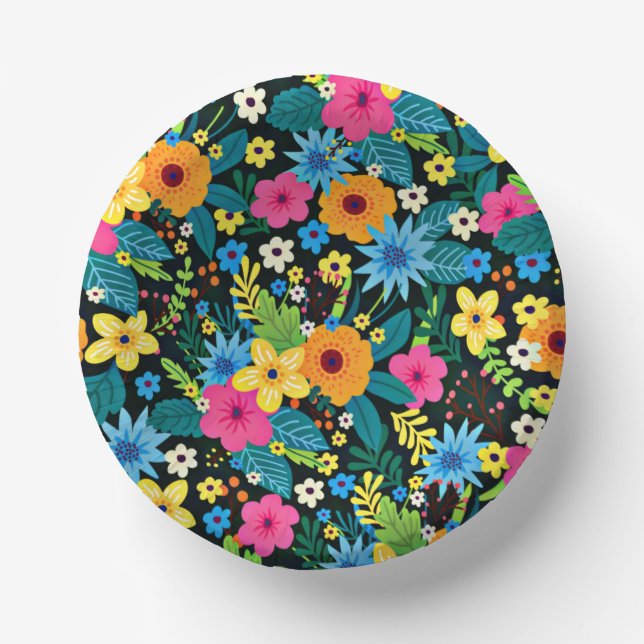 Lebhafte Ditsy-Blume Blumenmuster-43785 Pappteller (Vorderseite)