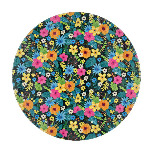 Lebhafte Ditsy-Blume Blumenmuster-43785 Schneidebrett (Vorderseite)