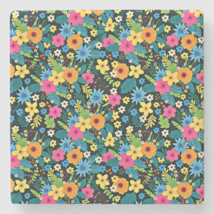 Lebhafte Ditsy-Blume Blumenmuster-43785 Steinuntersetzer
