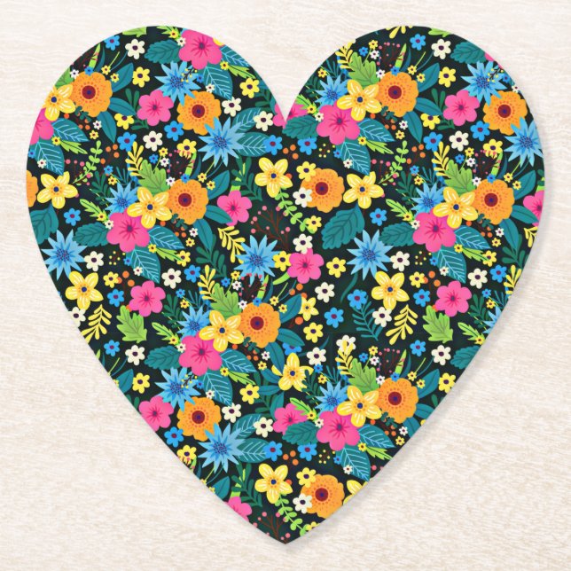 Lebhafte Ditsy-Blume Blumenmuster-43785 Untersetzer (Vorderseite)