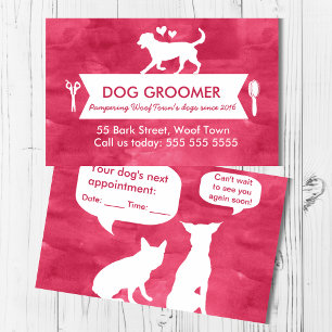 Lebhafte Erinnerung für Pink Dog Groomer Ernennung Visitenkarte