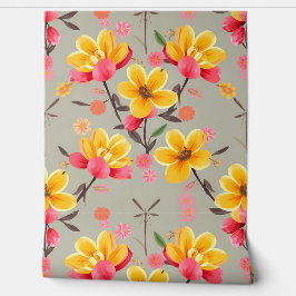 Lebhafte Fantasie von Gelb und Rosa Tapete