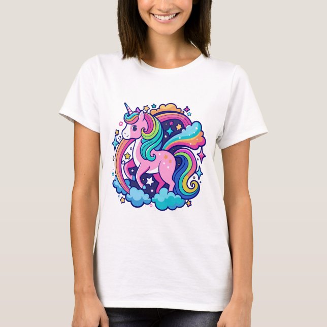 Lebhafte Fantasie von Unicorn T-Shirt (Vorderseite)