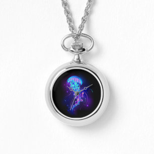 Lebhafte Farbe leuchtende Qualle Armbanduhr