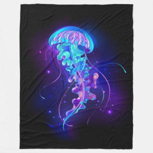 Lebhafte Farbe leuchtende Qualle Fleecedecke