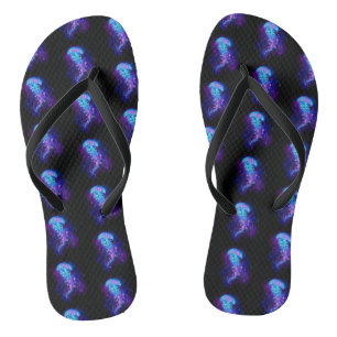 Lebhafte Farbe leuchtende Qualle Flip Flops