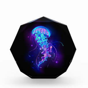 Lebhafte Farbe leuchtende Qualle Fotoblock