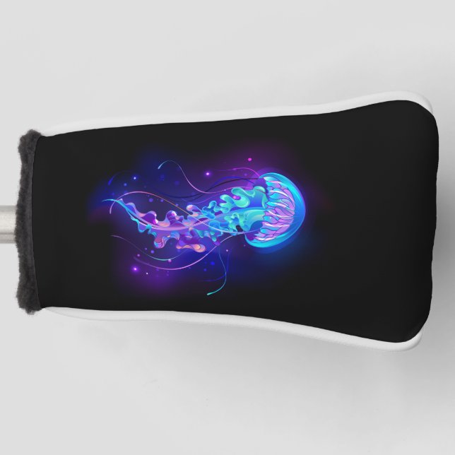 Lebhafte Farbe leuchtende Qualle Golf Headcover (Vorderseite)