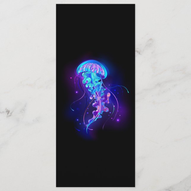 Lebhafte Farbe leuchtende Qualle Hinweiskarte (Vorderseite)