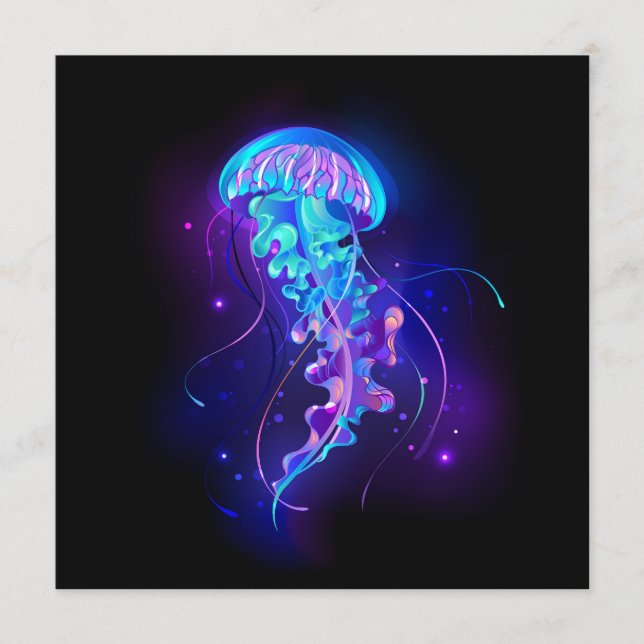 Lebhafte Farbe leuchtende Qualle Hinweiskarte (Vorderseite)