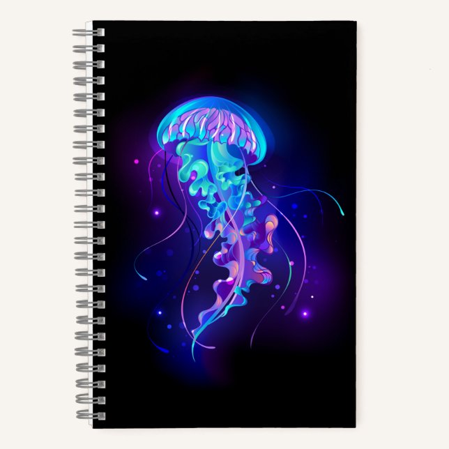 Lebhafte Farbe leuchtende Qualle Notizbuch (Vorderseite)