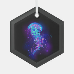 Lebhafte Farbe leuchtende Qualle Ornament Aus Glas